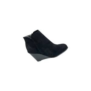 Black Faux Suede Wedge Booties - Size 8 / EU 39